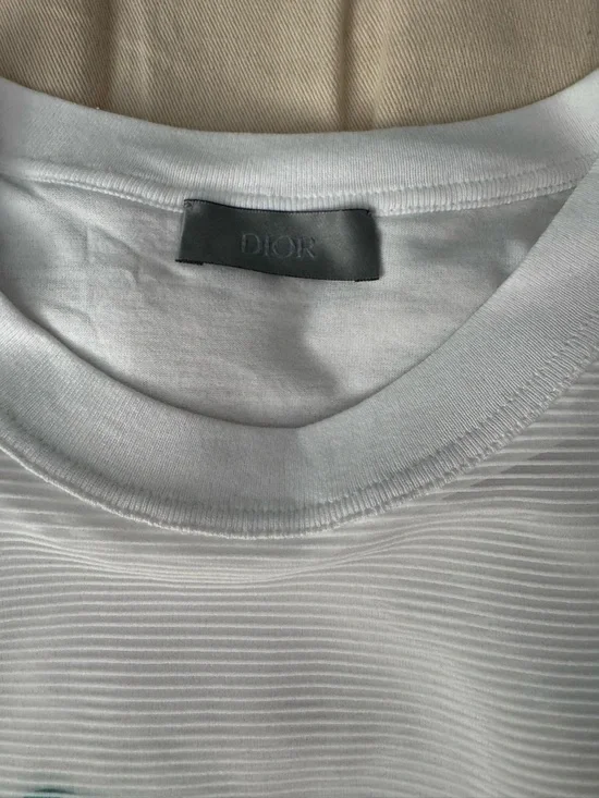 Dior White Tee with Mint Script Logo - Picture 6 of 6